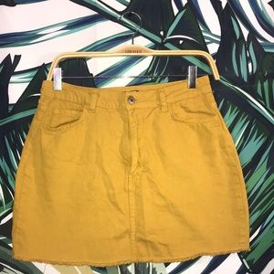 Yellow denim skirt